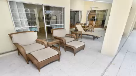 Enjoy your time out on the covered terrace in great relax armchairs