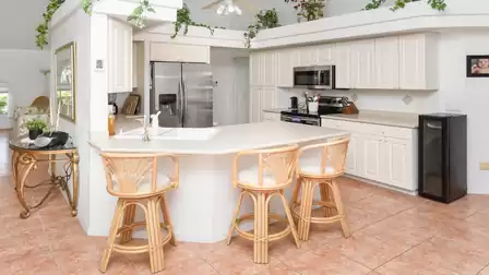 There is even a wine fridge in the kitchen.