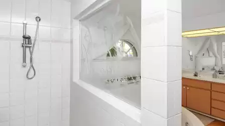 There is also a shower in this bathroom