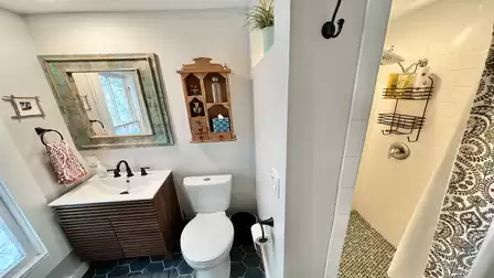 Spacious walk-in shower