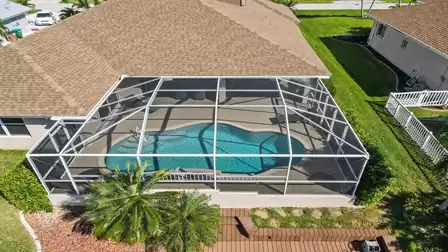 View from above of the beautifully shaped pool