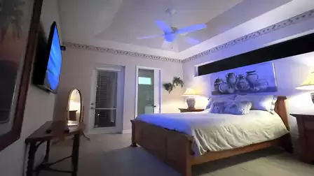 Bedroom illuminated in the evening