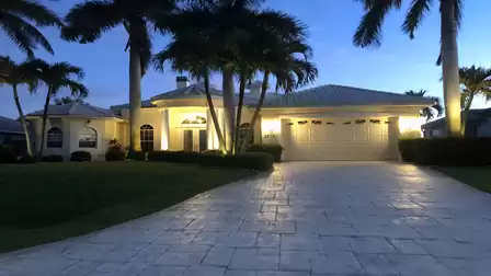 Villa Yomar illuminated in the evening