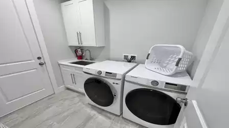 Washer and dryer, so you don't have to take dirty laundry home with you