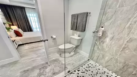 View from the bathroom towards the bedroom