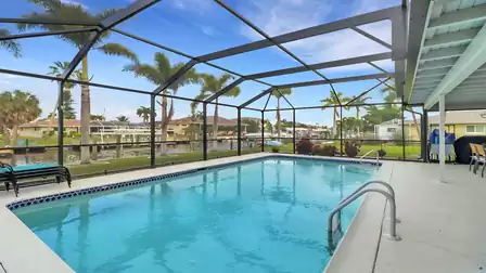 The electrically heated pool invites you to swim