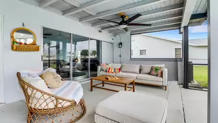 Comfortable seating on the covered terrace
