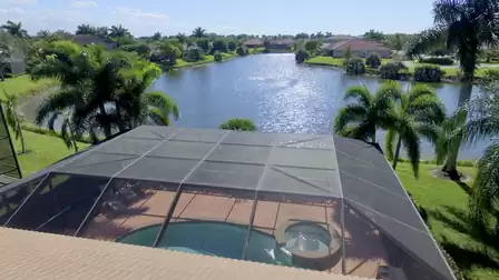 View from above of Villa Ventura and the lake behind it