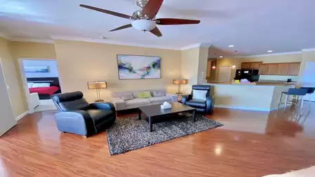 There is comfortable seating in the living room