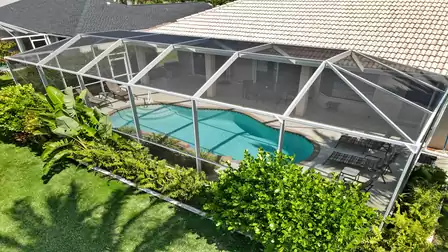 The pool terrace offers plenty of space.