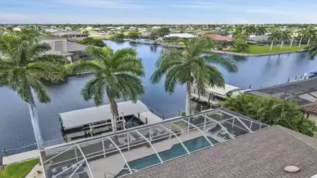 View from above of the canals behind the house