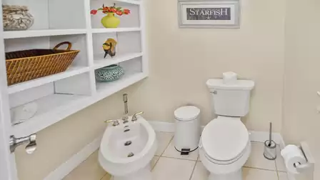 Separate toilet and a bidet in the associated bathroom