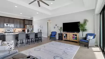 The open-plan living area promotes a sense of well-being