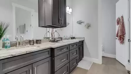 Bathroom washbasin with double basin for two