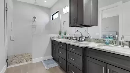 Spacious bathroom with walk-in shower