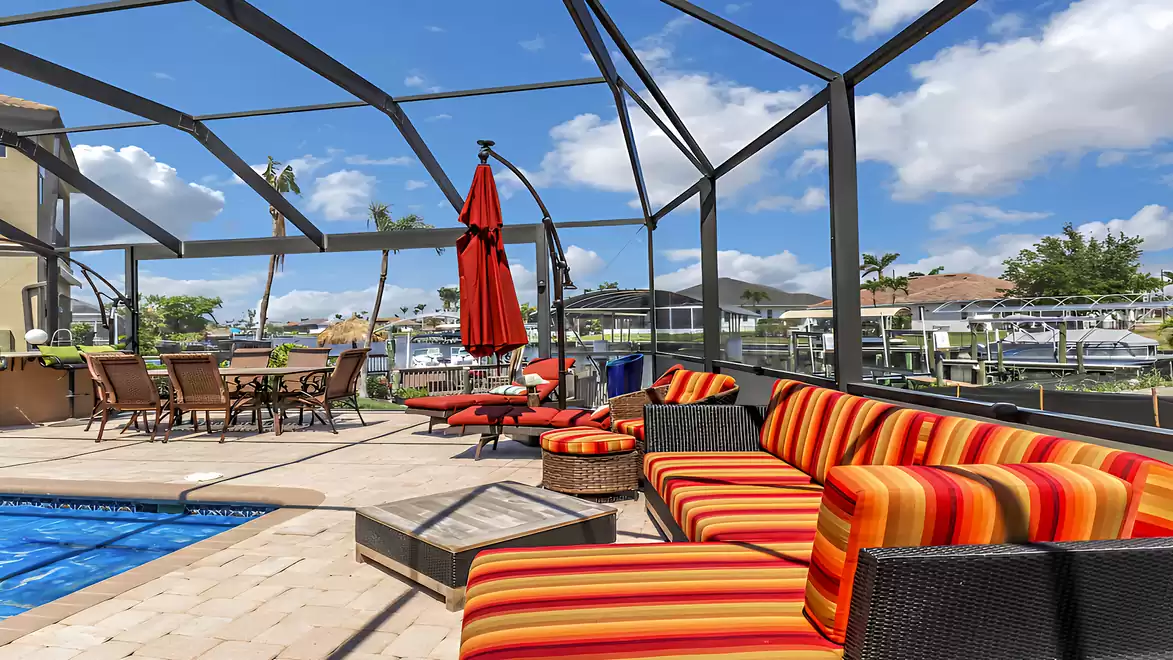 The comfortable lounge invites you to linger in the sun