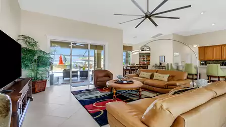 View of the open-plan living/dining area with kitchen