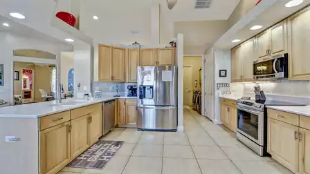 The large kitchen tempts every gourmet to cook
