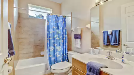 The third bathroom is ready for you, with bathtub and WC