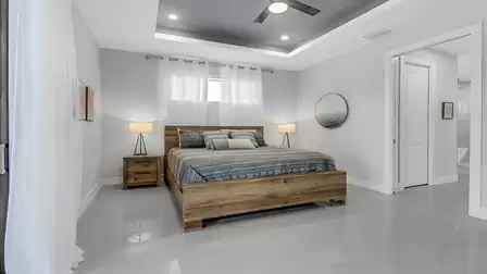 Bright and light-flooded master bedroom
