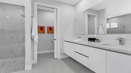 Luxurious bathroom designed with fine materials