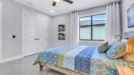 View from the bed towards the closet