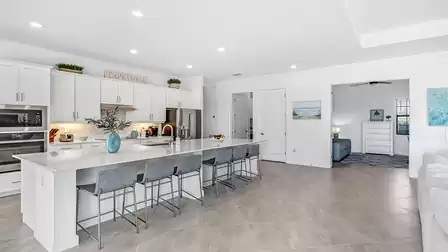 It serves as a practical cooking and dining area for 6 people