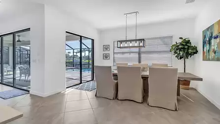 Large windows let in plenty of daylight and create an inviting atmosphere