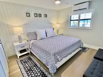 Maritime ambience in the bedroom with double bed