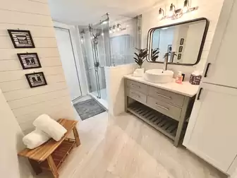 Large, spacious bathroom with walk-in shower