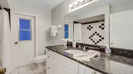 The second bathroom also impresses with its unusual design