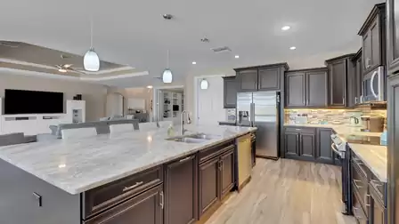 The open kitchen is perfect for cooking together