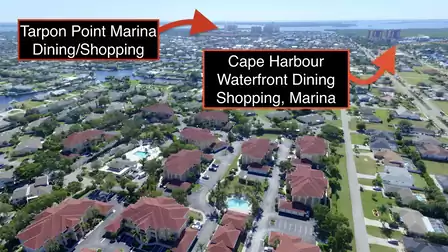 Overview of the surrounding area showing residential communities near Tarpon Point Marina and Cape Harbour