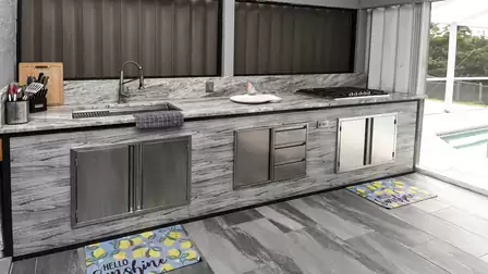 Fully equipped outdoor kitchen adds comfort and enjoyment to shared cooking moments on vacation