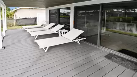 Comfortable sun loungers on the terrace invite you to unwind, relax and enjoy peaceful vacation moments