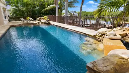View of pool, canal and protected mangroves