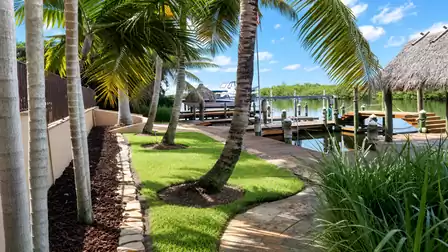The huge boat dock even includes a small bridge