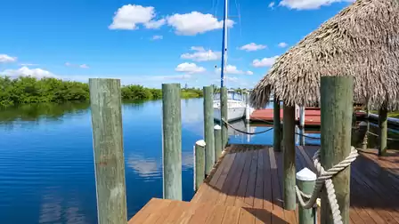 The Tiki hut is available for parties on the dock