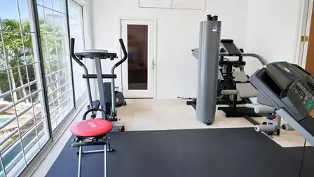 A well-equipped fitness room is available for active guests