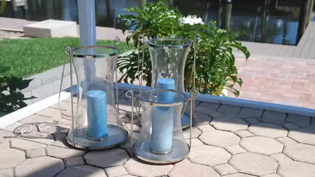 Candles on the patio create a romantic setting