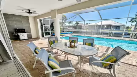 The covered terrace offers pleasant shade
