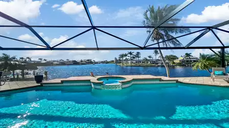 View over the pool and spa