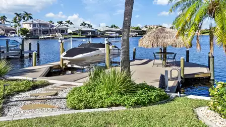 The large dock offers ample room to dock your rental boat