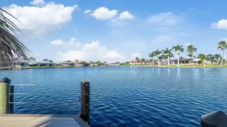 Large wide canal in front of the villa