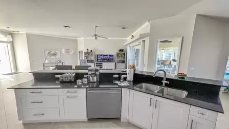 View from the kitchen into the living room