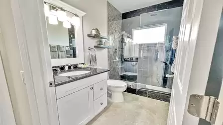 Modern guest bathroom with walk in shower