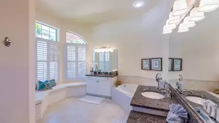The master bath is particularly light and airy