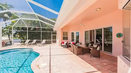 The comfortable sitting area on the covered patio