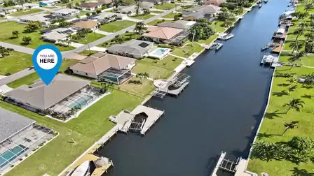 View to the left over the canal behind the house