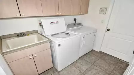 Washer and dryer, so you don't have to take dirty laundry home with you